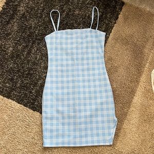 Blue Plaid Mini Dress